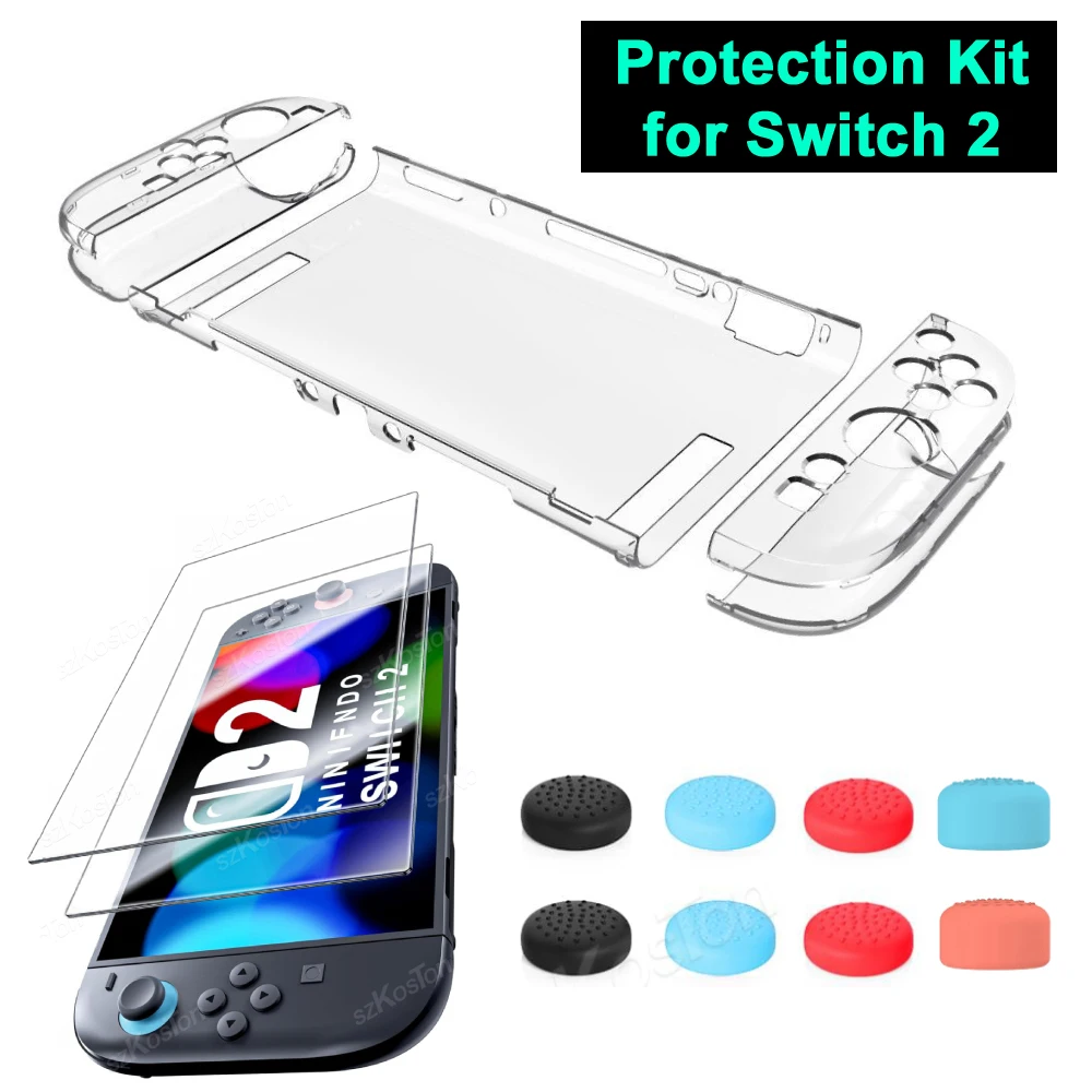 

Hard PC Dockable Protective Case for Nintendo Switch 2 with Screen Protector & Thumb Grips 3 in 1 for Switch2 Gaming Accessories