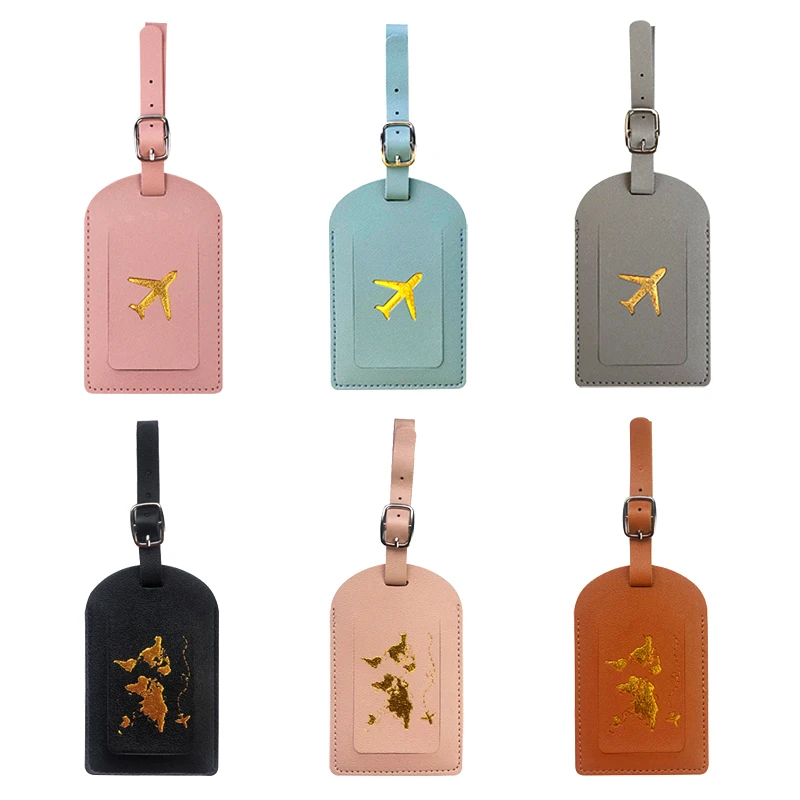 1PC Portable PU Leather Luggage Tag Suitcase Identifier Label Baggage Boarding Bag Tag Name ID Address Holder Travel Accessories