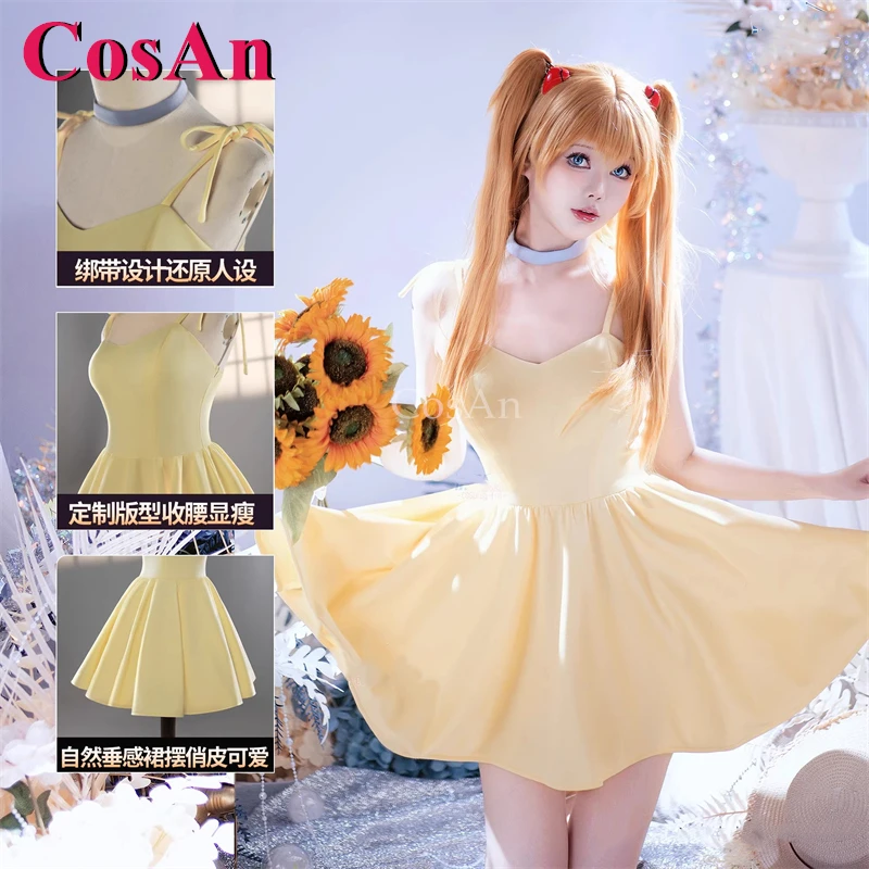 

CosAn аниме Аска костюмы для косплея модное милое летнее маленькое желтое платье Хэллоуин вечерние ролевые игры одежда XS-L новый