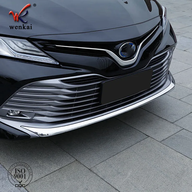 Car Body Bumper Engine ABS Chrome Trim Front Bottom Grid Grill Grille Edge Panel 1pcs For Toyota Camry 2018 -2023 Styling