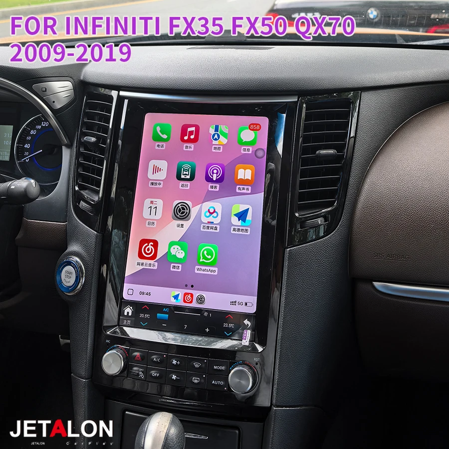 

12,1-дюймовый автомобильный мультимедиа Carplay Android 15, для Infiniti FX35 FX50 QX70 2009-2019, видеорадиоплеер BT WIFI 4G GPS-навигация