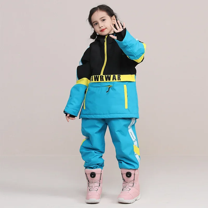 2024 New Skiing Snowboard Sets Jacket Warm Girls Snow Pants Boys Windproof Snowsuit Winter Outdoor Clothes Children Ski Suit