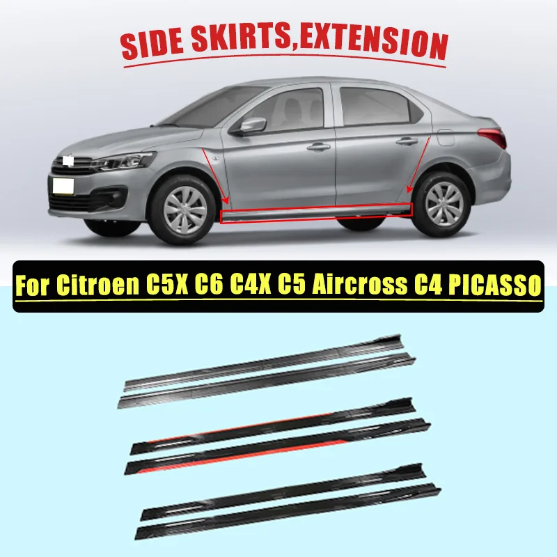 

8PCS 2M/2.18M Side Skirt Extension Rocker Plate Lip Separator Bumper For Citroen C5X C6 C4X C5 Aircross C4 PICASSO