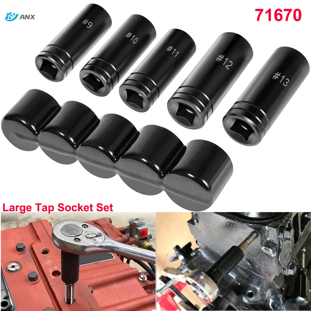 

ANX 71670 Large Tap Socket Set Fits Larger Fractional M.C.T.I. Standard Taps, 5/8" 3/4" 11/16", 7/8" & 1" (16mm-25mm) Taps 5pcs