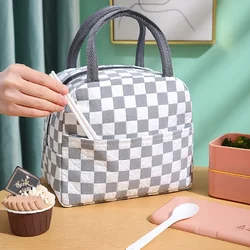 2024 1pc Checkered Insulated Lunch Bag Waterproof Picnic Bag Ice Box Large Capacity Lunch Box Bag Multicolor Home Storage Items