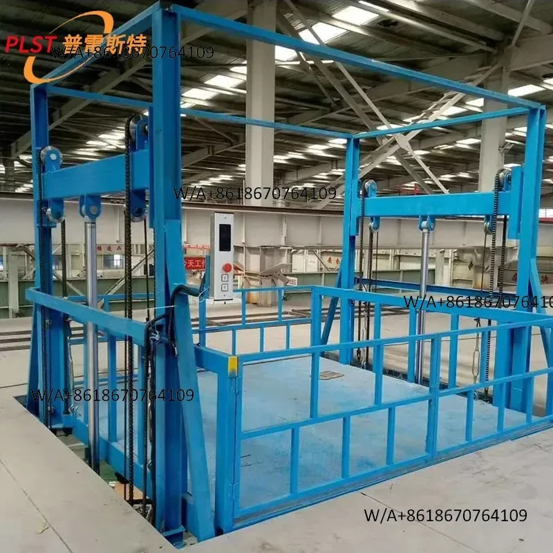 Large tonnage guide rail chain lift hoist workshop cargo lift fixed hydraulic lift freight elevator