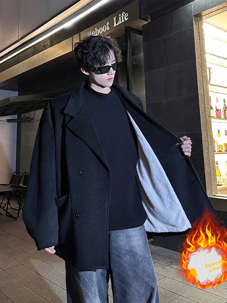 

Bla Thiened ort шерстяное пальто мужское зимнее модное корейское Sle Briti Ele Sle повседневная верхняя одежда куртка