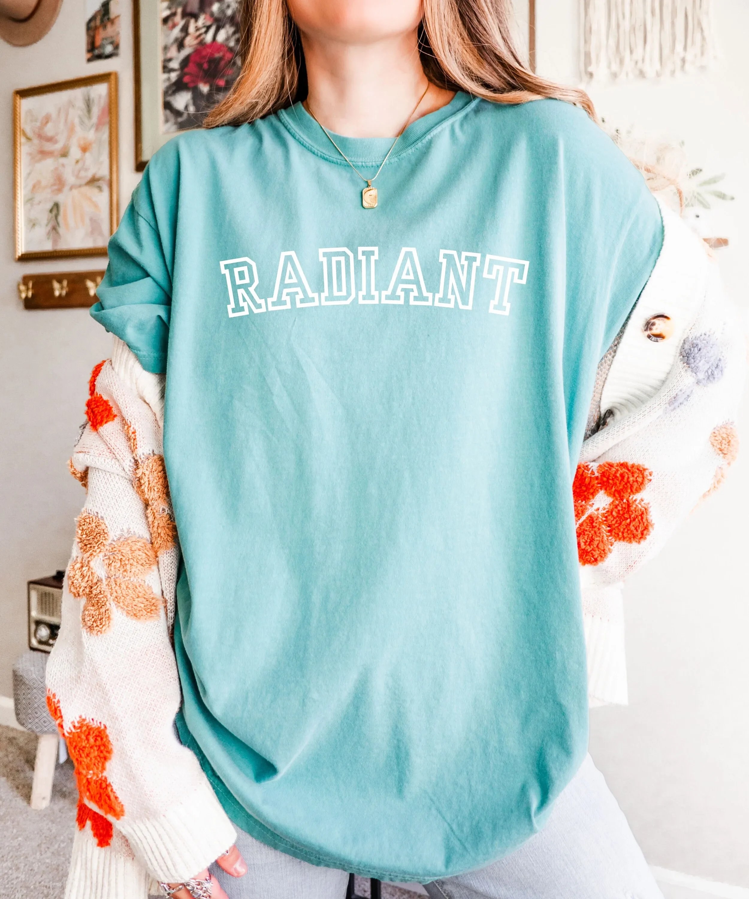 Radiant Varsity Font Heavy Weight Comfort Colors T Shirt