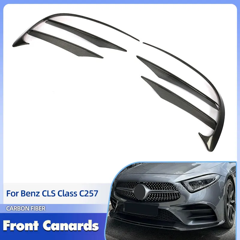 

Передний бампер автомобиля из углеродного волокна для Mercedes Benz CLS Class C257 CLS550 Sport 2018-2020, крышка передней противотуманной фары, плавники FRP