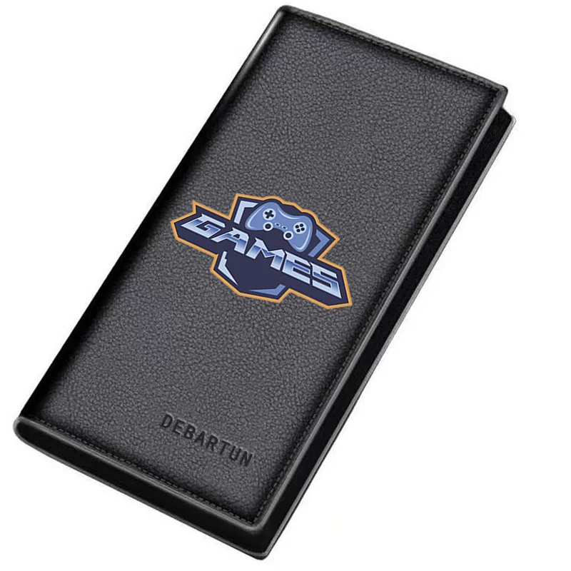 Game controller shield games badge plus button Men's Long Wallets Business Stylish Printing Design Casual Use Christmas Valentin