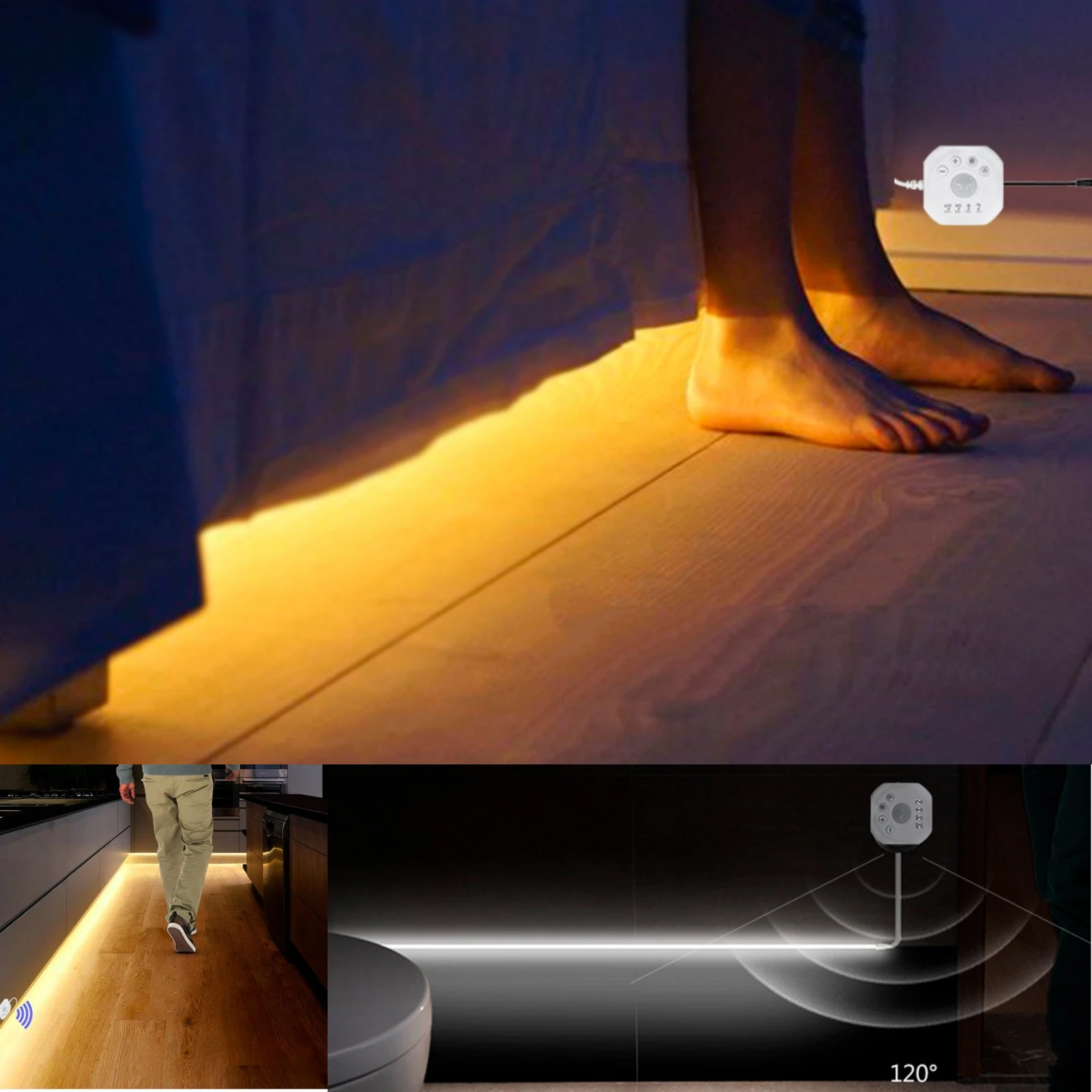 DC5V IP68 مقاوم للماء COB LED قطاع مع PIR محس حركة باهتة التحكم عن بعد 320 المصابيح/م عالية الكثافة شريط مرن الشريط #3