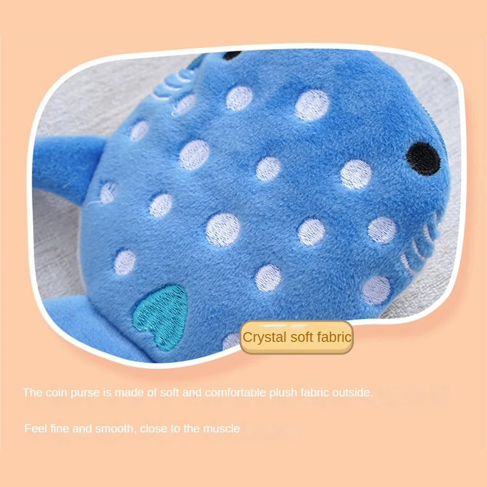 Portamonete squalo Portafoglio rimpolpante Pep Shark Lavorazione meticolosa Portamonete giocattolo con ciondolo a forma di cartone animato Portafoglio in peluche fine carino