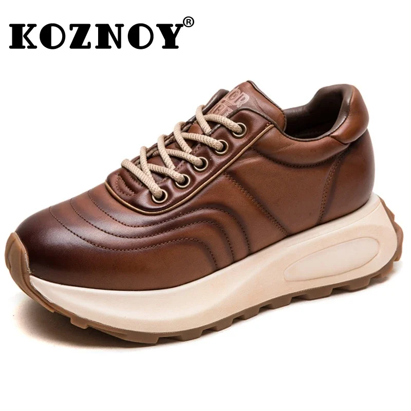 

Koznoy 3.5cm Cow Genuine Leather Women High Brand Platform Flats Summer Chunky Sneakers Loafer Autumn Vulcanize Spring Shoes