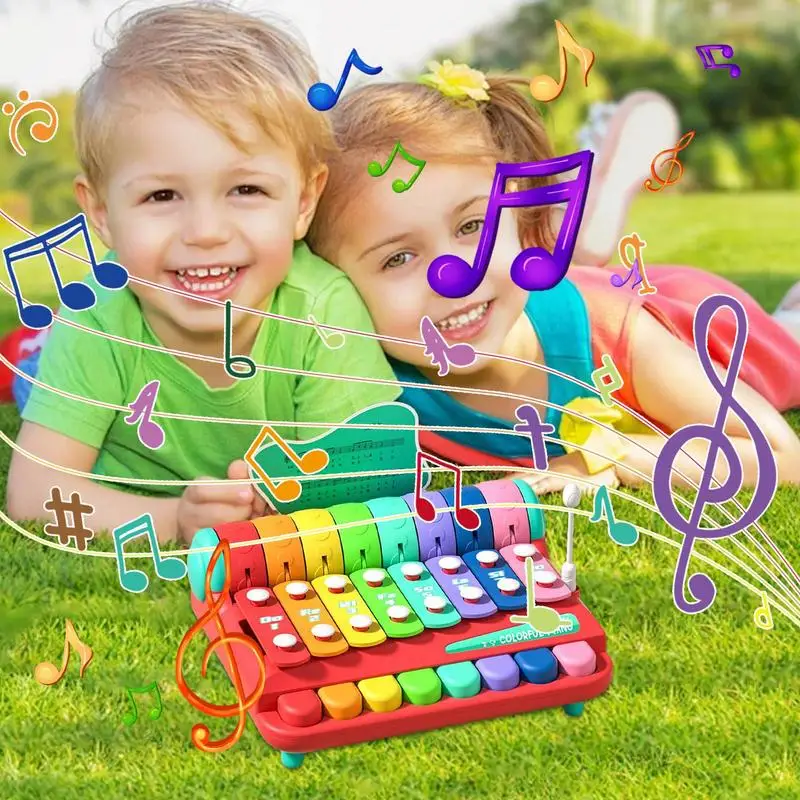 Kids Piano Toy Portable Interactive Knocking Toy Colorful Musical Instruments Early Learning Educational Piano Keyboard For