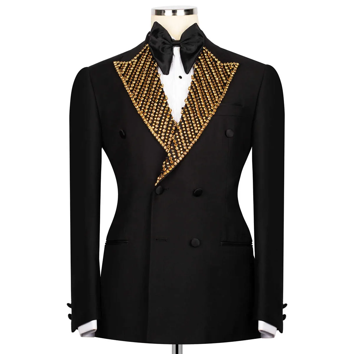 

Мужской костюм из бархата с бисером, 2 предмета, однобортный, длинный, для жениха, двубортный, свадебный смокинг, Terno Masculinos, на заказ