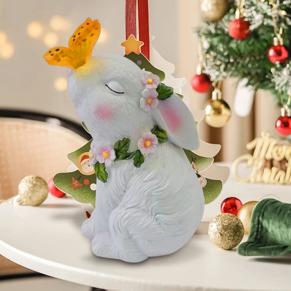

Solar Rabbit Light Bunny Butterfly Ornament Waterproof Cute Rabbit Figurine Resin Cartoon for Patio Lawn Courtyard
