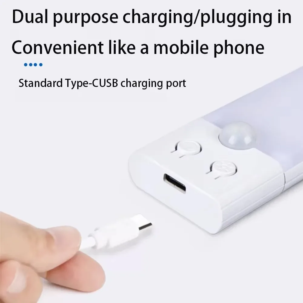 ضوء الليل LED إضاءة الخزانة USB قابلة للشحن محس حركة ضوء مناسبة للمطبخ خزانة إضاءة الخزانة 30 سنتيمتر/40 سنتيمتر/50 سنتيمتر