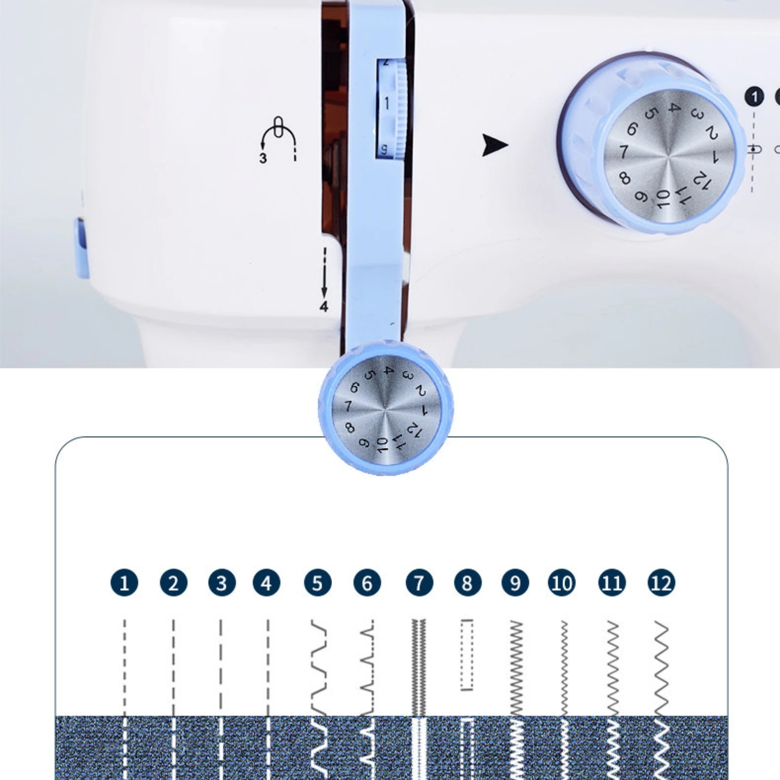 Electric Sewing Machine 39-Color Thread Assortment Home Sewing Machine Stitch Pattern Markings Tutorial Guide Card