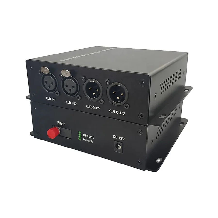 ETV Broadcast Level 2ch Two-way Xlr to Fiber Converter Balanced Audio to Fiber Transmitter and Receiver