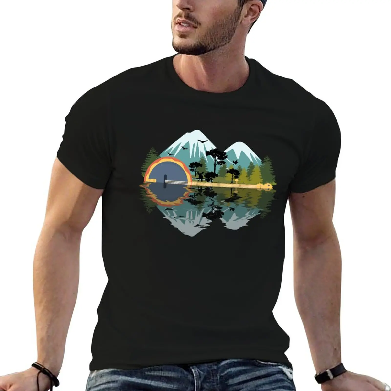 Banjo Player Bluegrass Acoustic Music Band Banjo Lover T-Shirt Plus Size Simple Casual Top