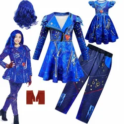 Costumes bleus Audrey pour filles, robe de cosplay Evie DescmotMal, olympiques de carnaval pour enfants, fête d'Halloween, 3 à 12 ans