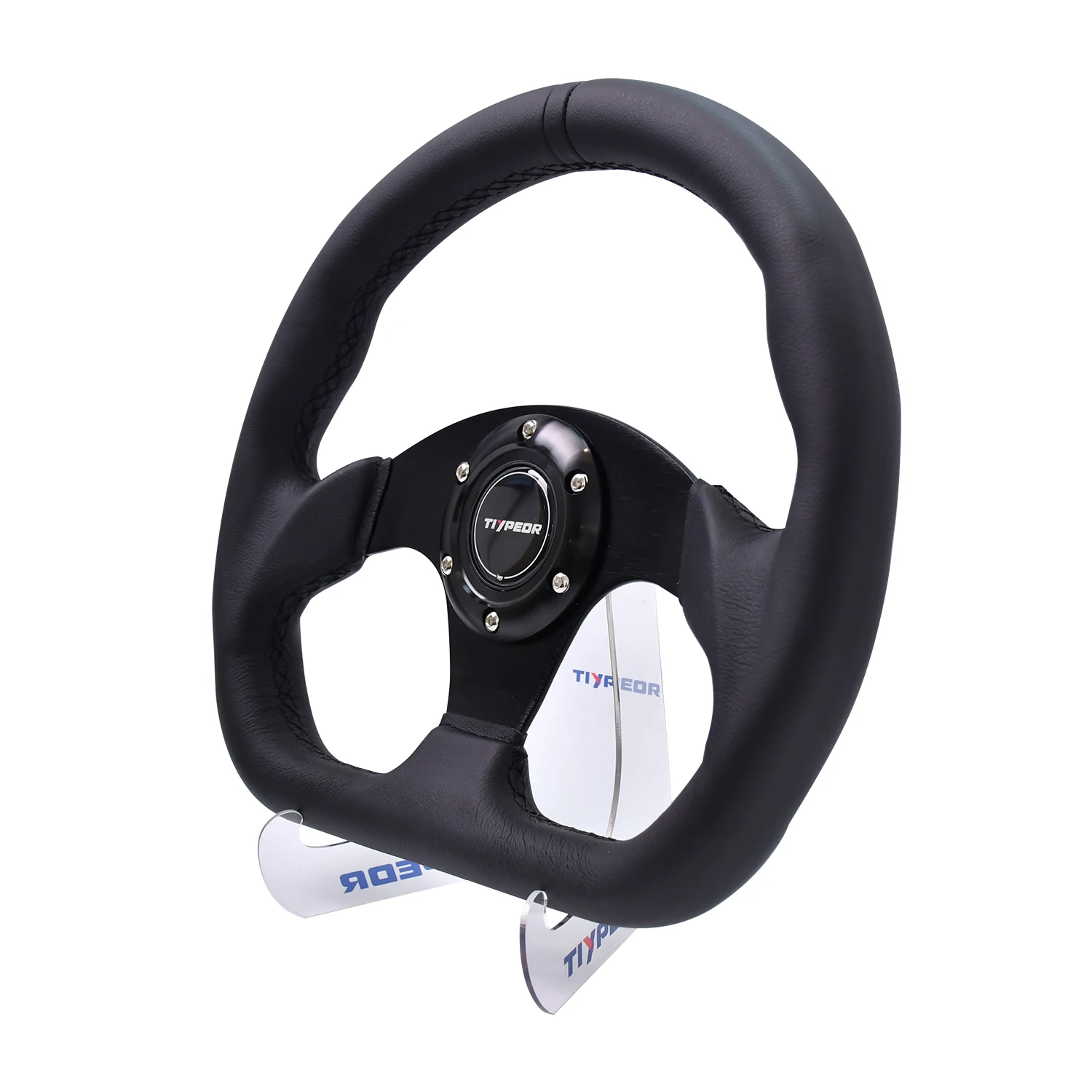 Tiypeor 13inch 325mm D Shape Leather Steering Wheel Universal Racing Sports Steering Wheel