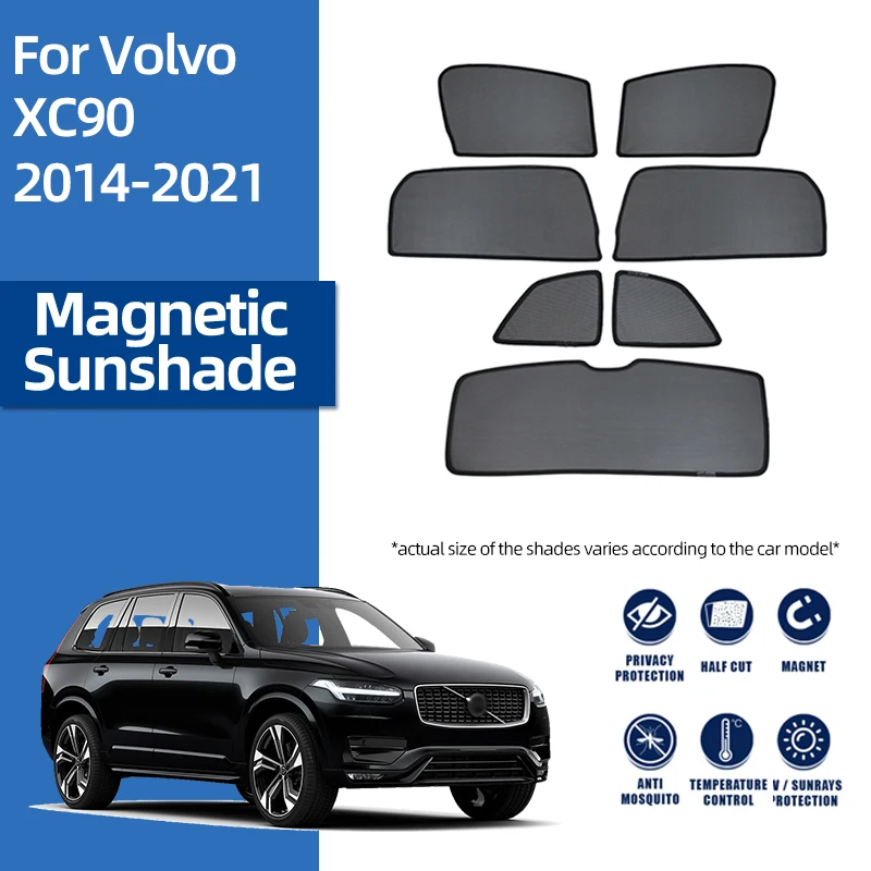 

For Volvo XC90 MK2 2016-2024 Magnetic Car Sunshade Shield Front Windshield Frame Curtain Rear Side Baby Window Sun Shade Visor