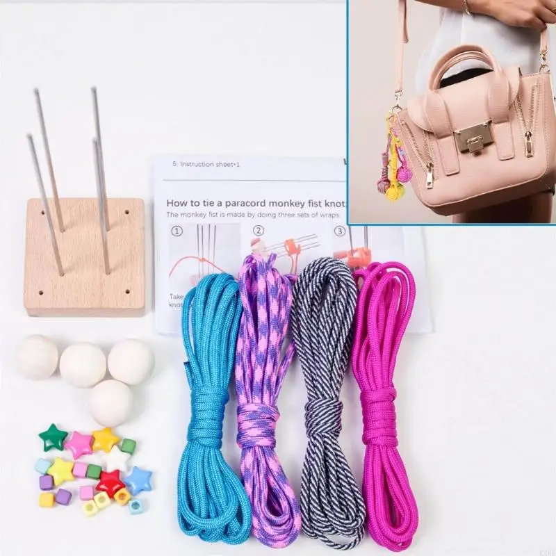 Monkey Fist Paracord Set fai -da -te con strumento a maglia Pendente a palla decorativa per donna per donna Kxre