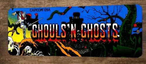 Ghouls N Ghosts Arcade 4x16 Metal Wall Video Game Marquee Banner Sign #1