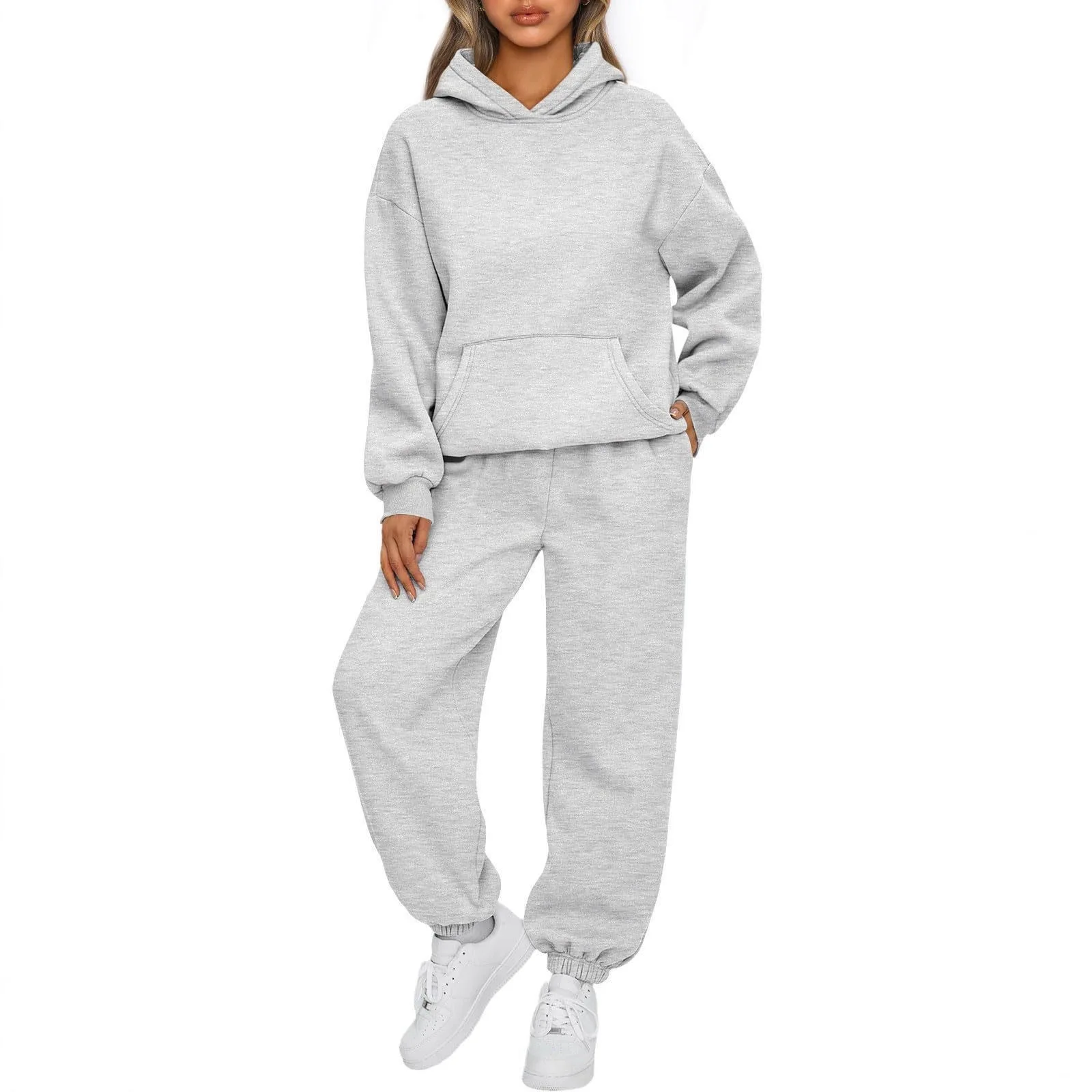 2026 Autumn Winter Casual Sports hoodie Sweatshirt Solid-color long-sleeve Women's Fashion Loose hoodie Women's tops pullover