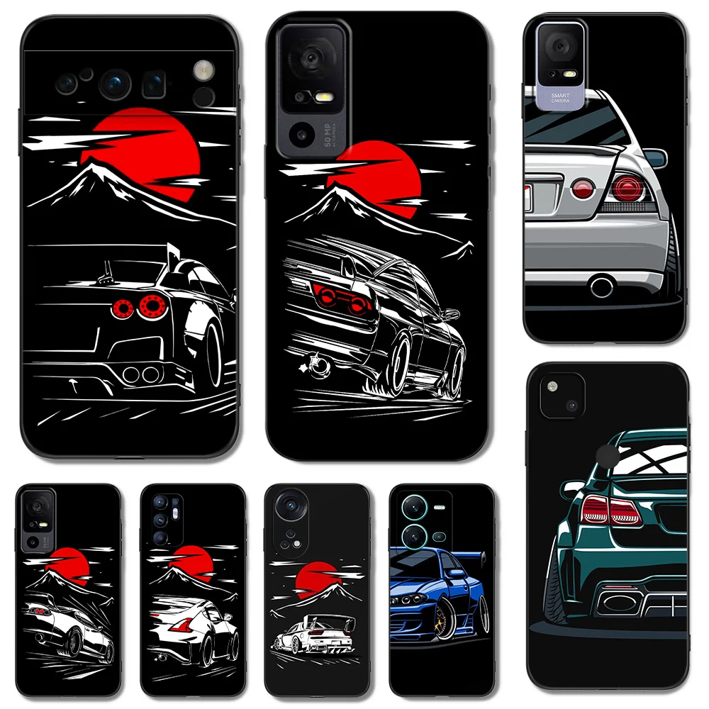 Black Tpu Case For TCL phone 30 plus 303 30XE 30V 30SE E 306 305 40R 40SE 405 406 408 JDM Car