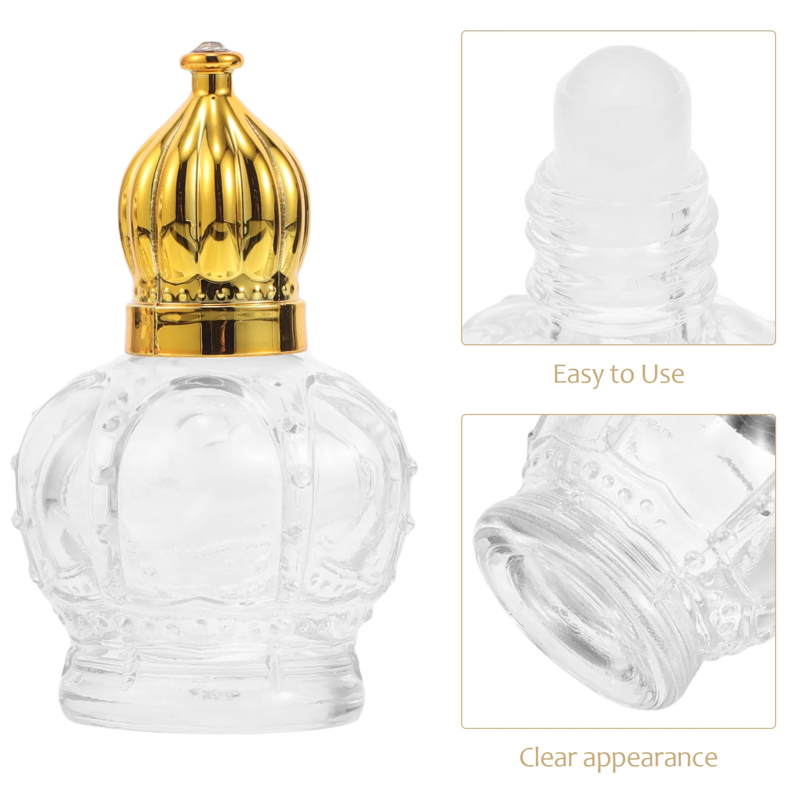 3Pcs Empty Rollerball Bottles 15Ml Glass Perfume Oil Containers with Crown Caps Refillable Roll on Vials for Travel Aromatherapy