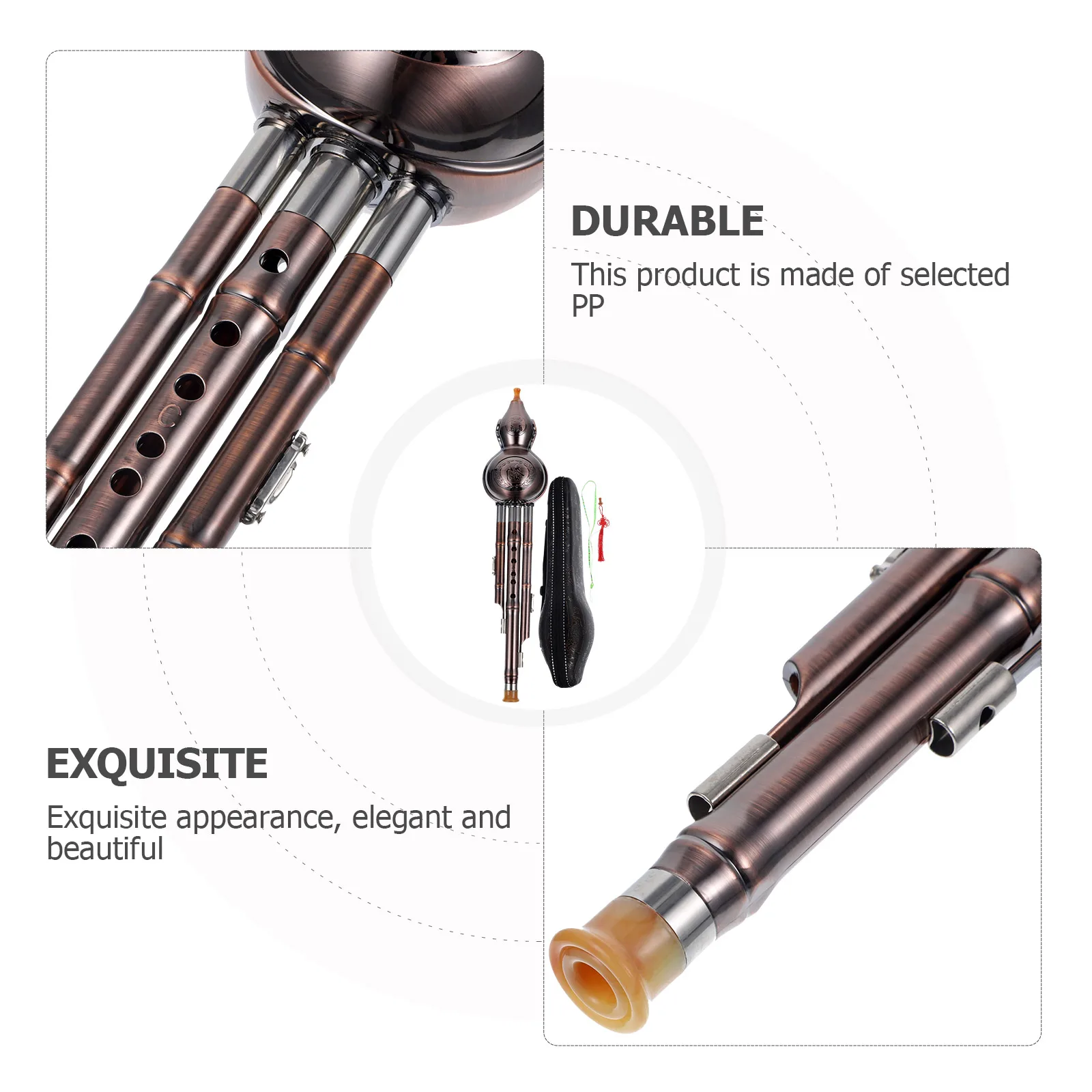 

1pc Chinese Traditional Gourd Flute Pp Material Beginner Cucurbit Instrument Classical Design For Ethnic Culture Lovers
