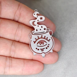 3PCS Creative Slow Cooker Evil Eye Stainless Steel Pendant Charms for Jewelry Making DIY Craft Tassels Earrings Necklace Women