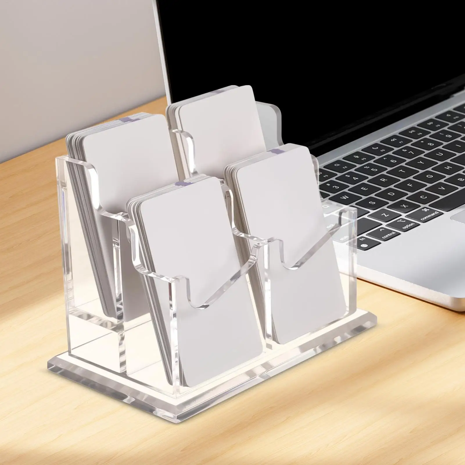 Acrylic Business Card Holder Clear Business Name Card Display Stand Multi-Slot Desktop Display Organizer Stand for Offices