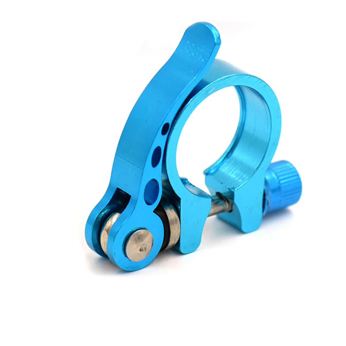 Quick Release Seatpost Clamp 28.6Mm Aluminum Alloy Blue For Road Bike Fixed Gear Tool-Free Adjustment Lightweight Secure