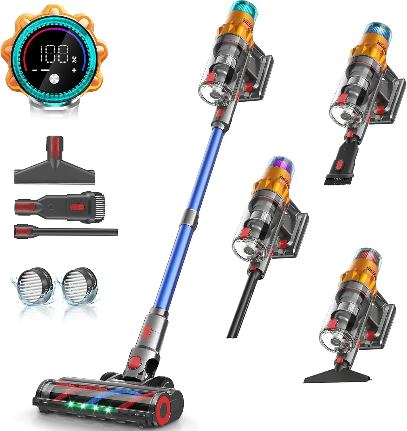 

Беспроводной пылесос S8, 600 Вт, 48 кПа, с 65-минутным временем работы, большим контейнером для пыли, защитой от запутывания волос для ковров и твердых полов