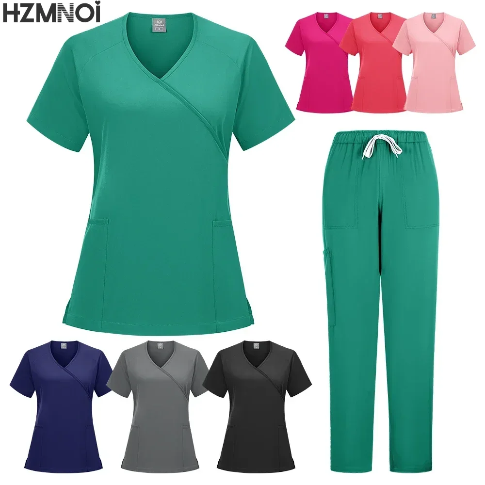 طقم فرك جراحي للنساء ، زي موحد للممرضات ، ملابس عمل لصالونات التجميل ، توب وبانت سريري ، بدلة تمريض لطبيب سبا