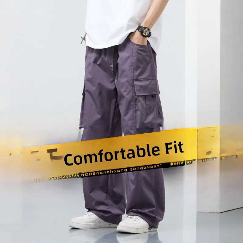 

Loose Straight Leg Workwear Pants Men's Casual Faion plus Size Big Code Men's Clothing Spring New Sle High Waist Long Pants
