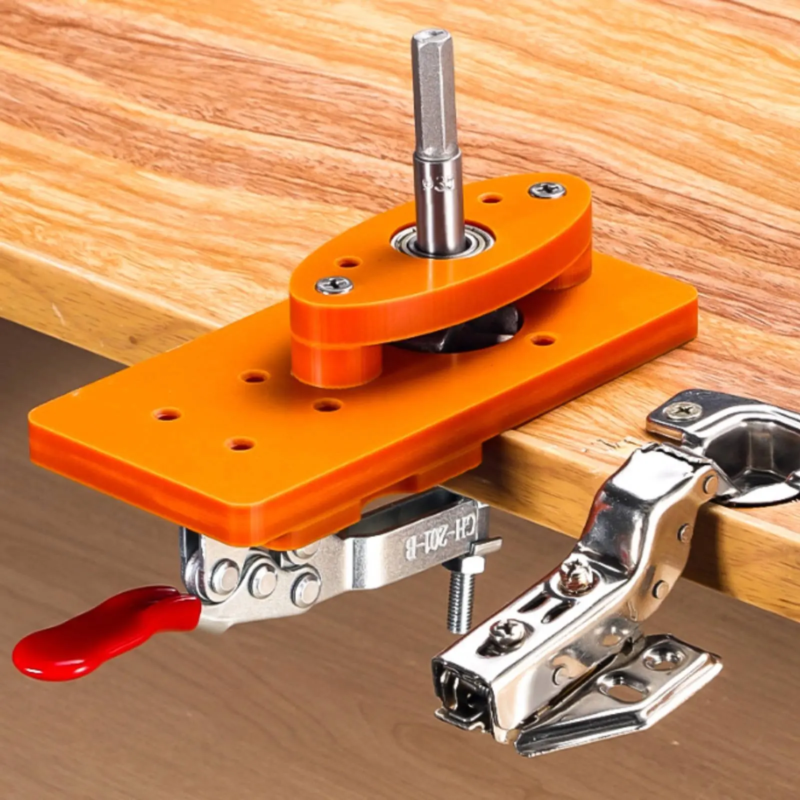 35mm Hinge Drilling Jig Easy to Operate Cabinet Door Hinge Jig Carpentry Hole Hole Cutter Guide Adjustable Rapid Clamp