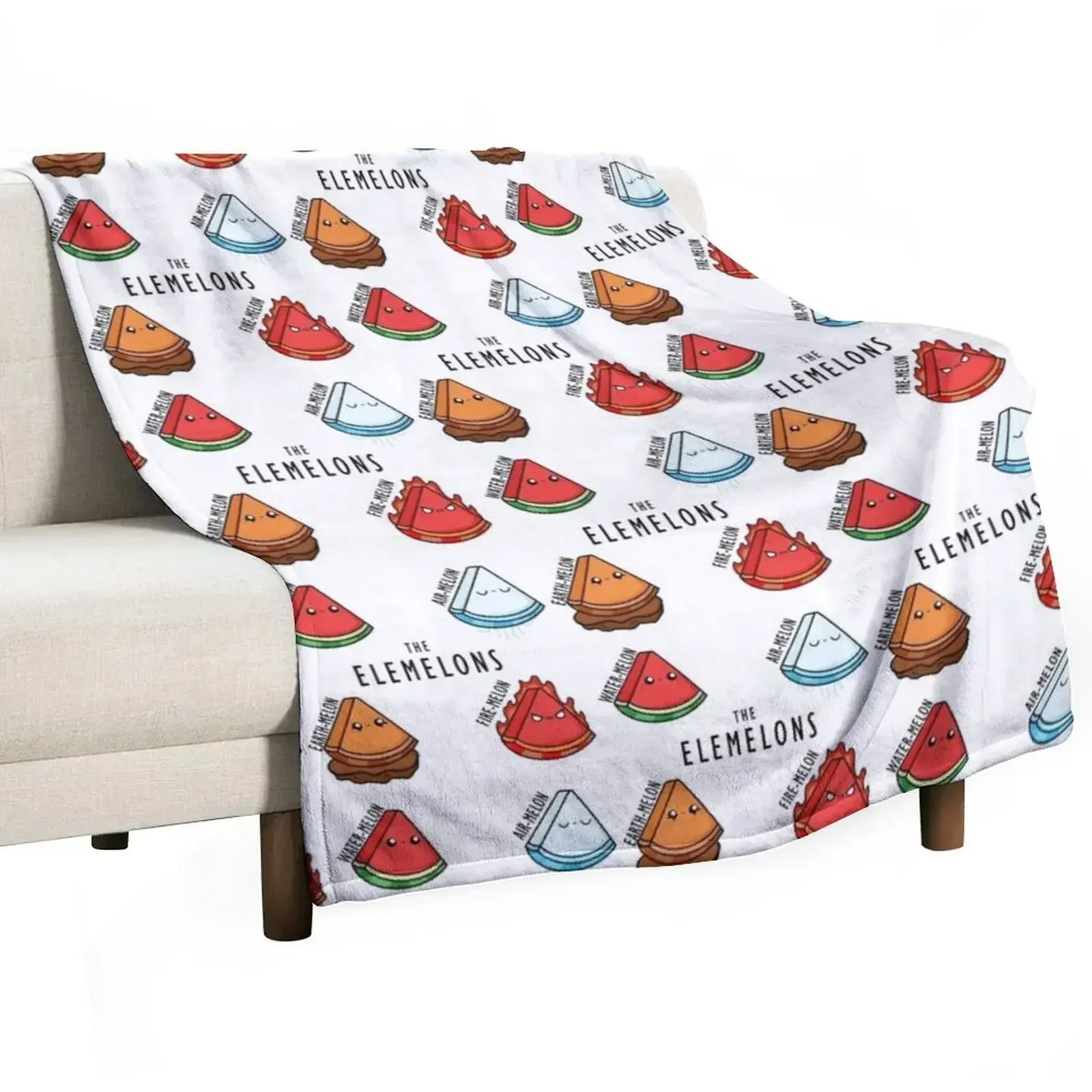 Kawaii Cartoon Watermelon elementals llustration Throw Blanket Luxury Thicken Heavy Soft Personalized Gift Blankets