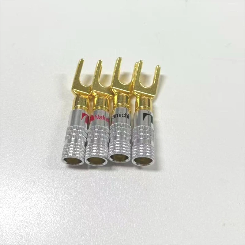 2pcs Pure Copper Gold-Plated Middle Channel Wiring Fork Y-Shaped Banana Plug U-Shaped Speaker Plug Speaker Plug Horn Connector