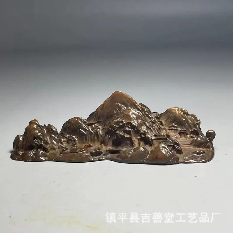 Landscape holder, vintage alloy craft, study desk decoration, rockery, mountain peak paperweight, pen stand ornament