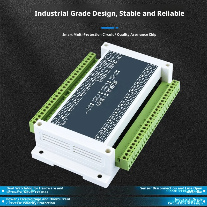 K-Type Thermocouple DAQ Module: 1-16ch, RS485 Modbus RTU, ±0.1°C, -270~1350°C, DIN Rail