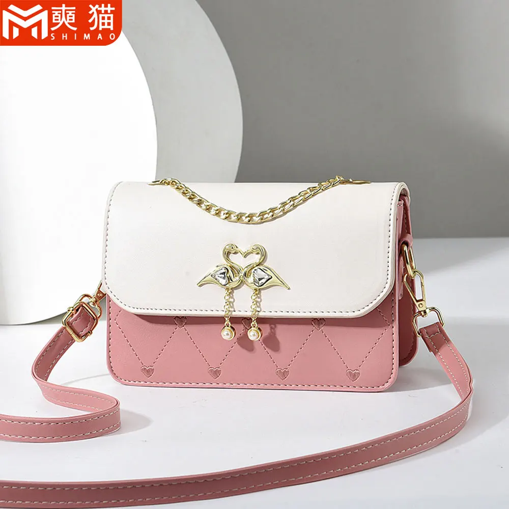 

Shoulder Bag Woman Girl Princess Gift Swan Accessories Fashion Luxurious Design Cute Korean Shoulder Crossbody Small Square Bag
