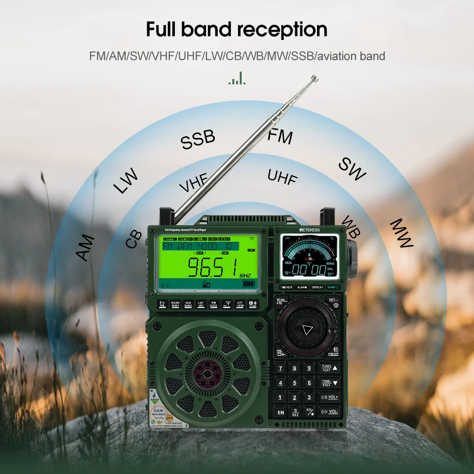 Retekess TR113 Portable Radio Flagship Fever Receiver Full Band Ham Radio Amateur Shortwave Antenna Bluetooth Radios VHF UHF SSB