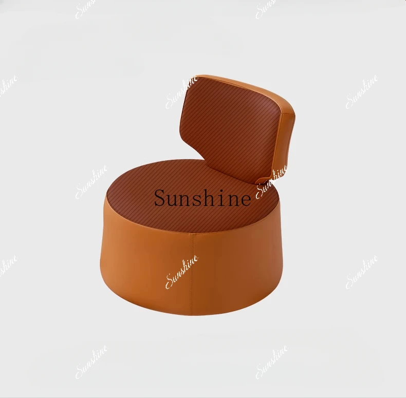 Single rotating sofa chair Italian minimalist living room first layer cowhide sofa stool balcony chair  FT