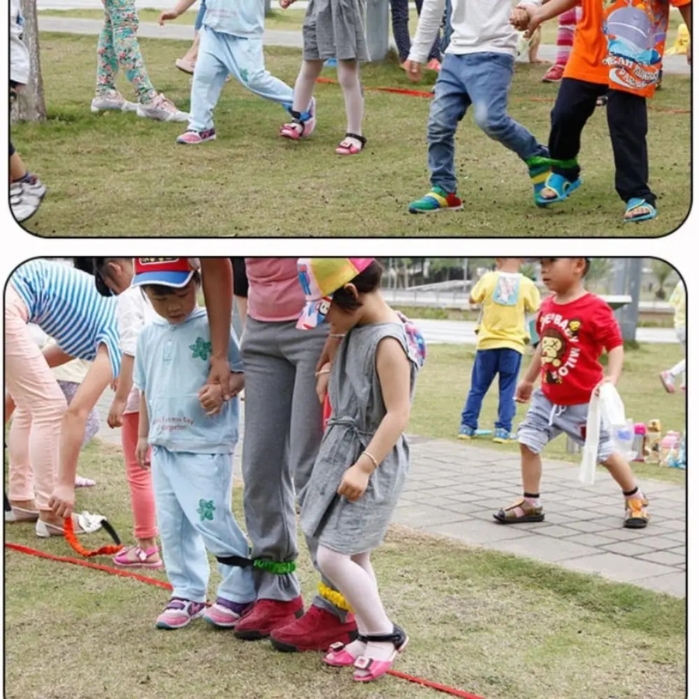 2 orang 3 kaki permainan kelompok elastis Puttee orang tua-anak permainan Multi orang permainan olahraga PRO warna Solid tali elastis kaki mengikat