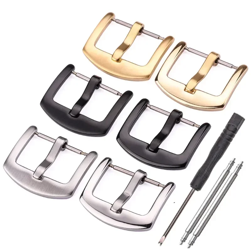 Stainless Steel Watch Buckle 14 16 18 20 22mm for Strap Pin Buckle Strap Buckle Black Gold Silver Rose Strap Clasp Accessories