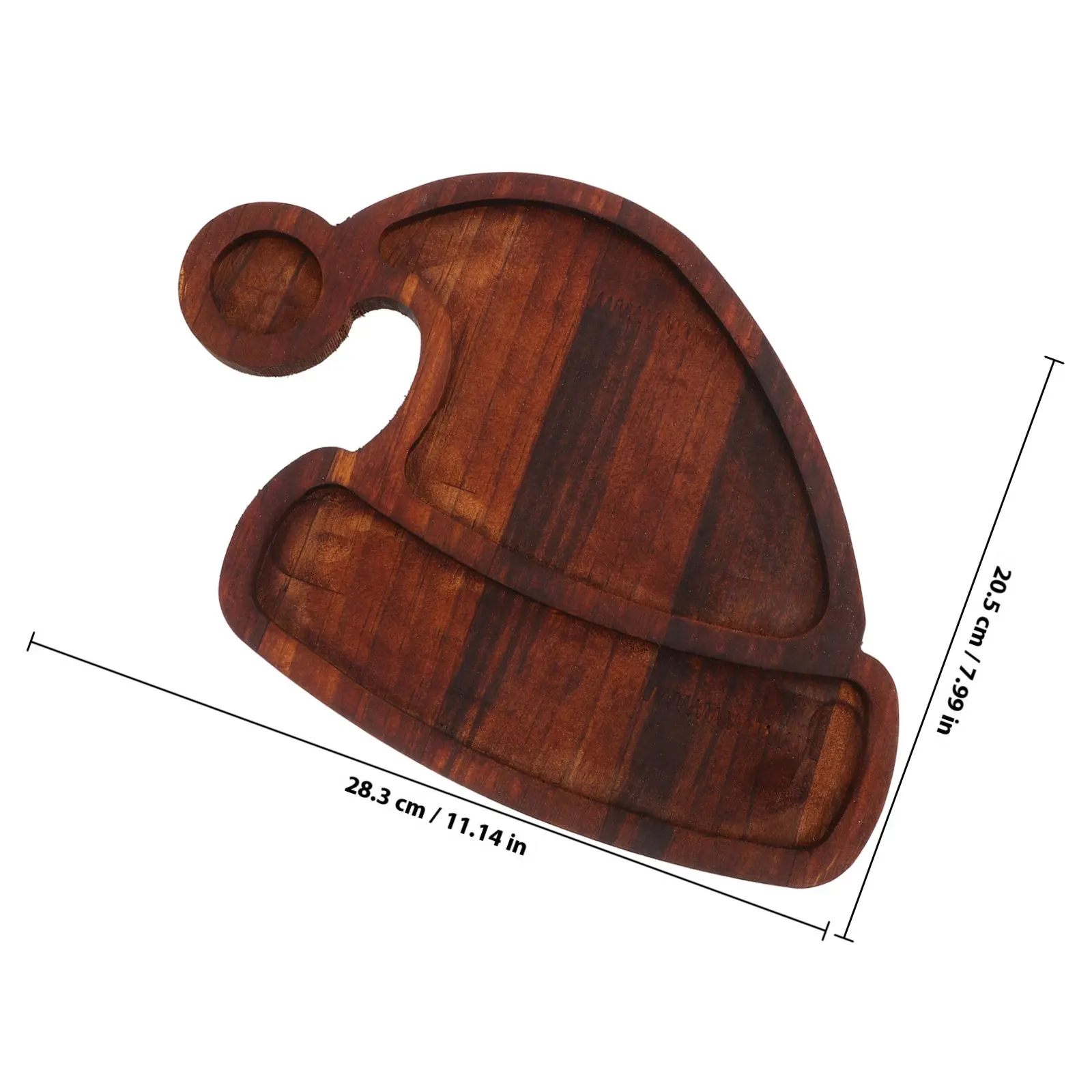 Wooden Christmas Hat Shaped Bowl Reusable Food Serving Tray for Fruits Candy Biscuits Desserts Home Kitchen Decor Tray